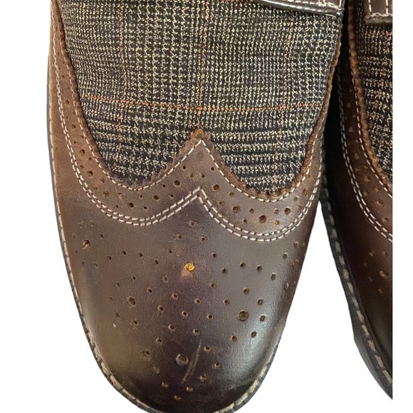 GH Bass Shoes Men 13M Brown Leather & Tweed Pasadena Wingtip Longwing Brogue - Picture 10 of 16